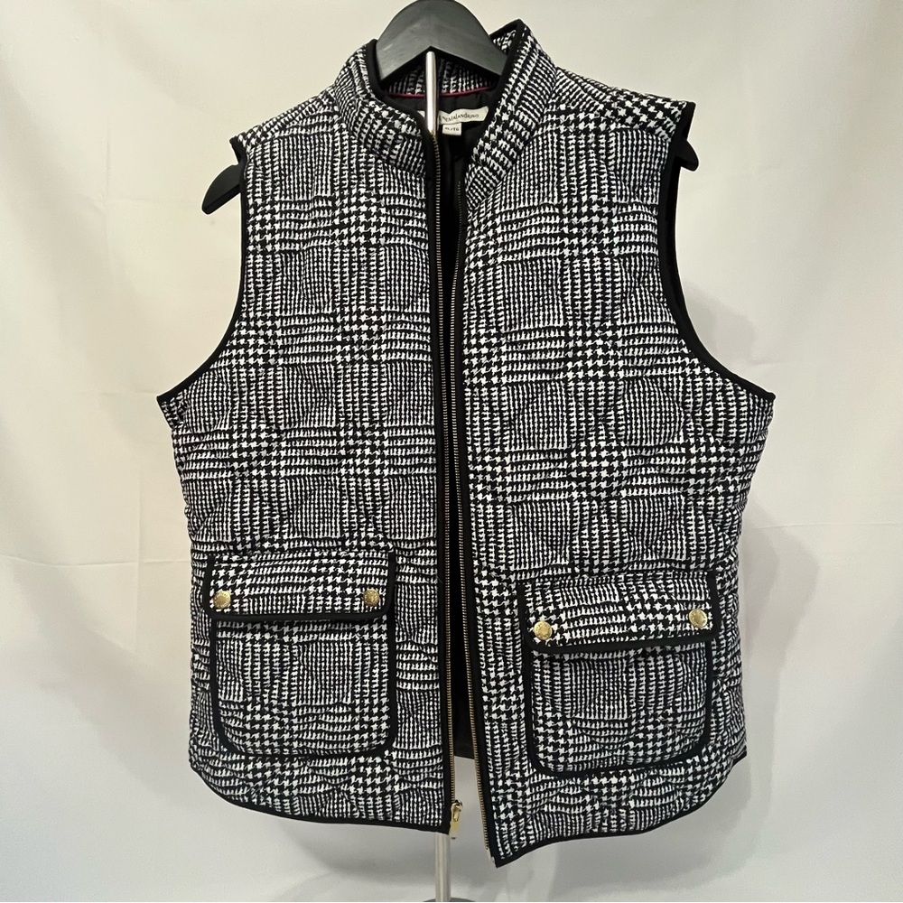 Catherine Malandrino Black and White Plaid Quilted Vest